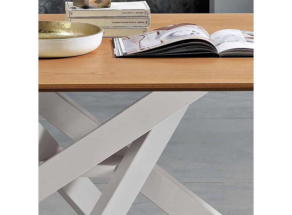 Table à manger en bois MDF et métal moderne fabriqué en Italie, Dionigi Viadurini