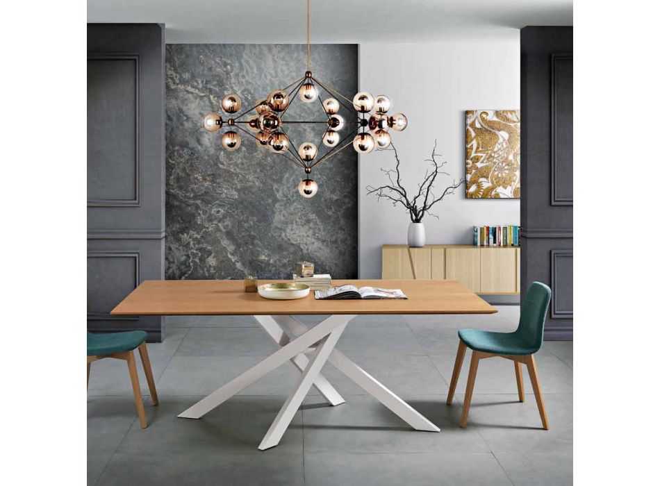 Table à manger en bois MDF et métal moderne fabriqué en Italie, Dionigi Viadurini
