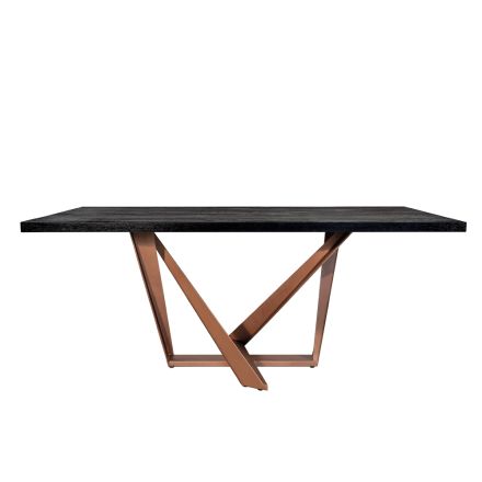 Table à manger en bois de chêne et métal couleur cuivre Nuvolato Made in Italy - Patty Viadurini