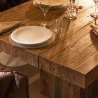 Table à manger en bois tropical recyclé avec double base - Slide Viadurini