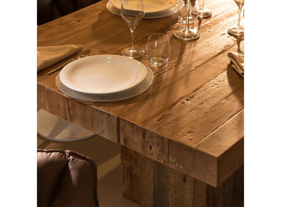 Table à manger en bois tropical recyclé avec double base - Slide Viadurini