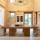 Table à manger en bois tropical recyclé avec double base - Slide Viadurini