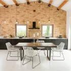 Table à manger en bois tropical recyclé et pieds en métal - Slide Viadurini