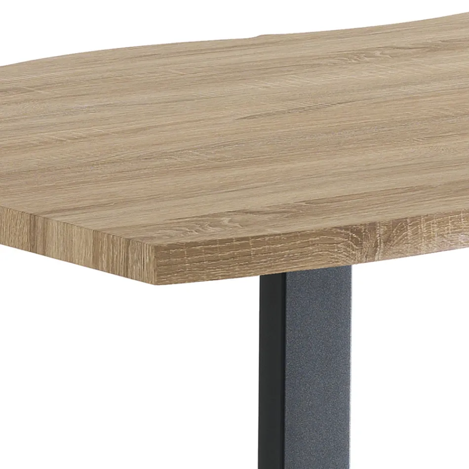 Table de Salle à Manger en Mdf avec Pieds en Acier Peint Noir - Cheetah Viadurini