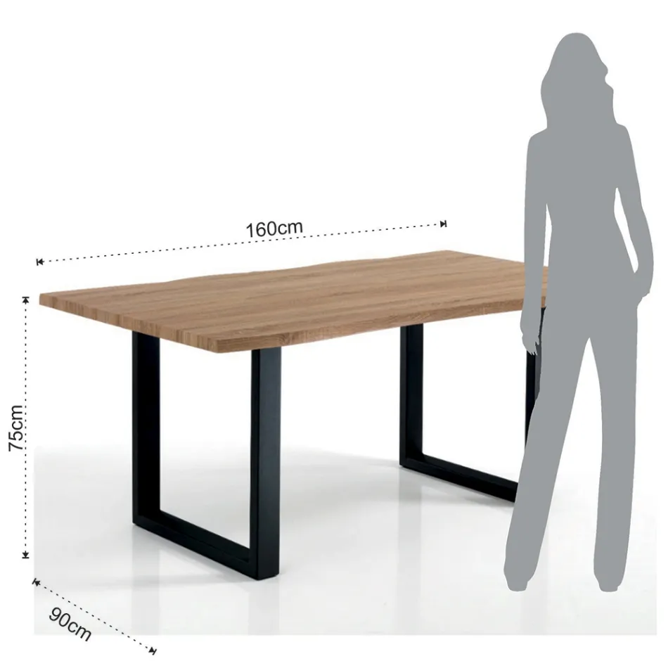 Table de Salle à Manger en Mdf avec Pieds en Acier Peint Noir - Cheetah Viadurini