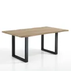 Table de Salle à Manger en Mdf avec Pieds en Acier Peint Noir - Cheetah Viadurini