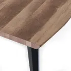 Table à manger en Mdf Finition Chêne et Acier Noir Mat - Gherardo Viadurini