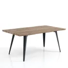 Table à manger en Mdf Finition Chêne et Acier Noir Mat - Gherardo Viadurini