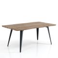 Table à manger en Mdf Finition Chêne et Acier Noir Mat - Gherardo
