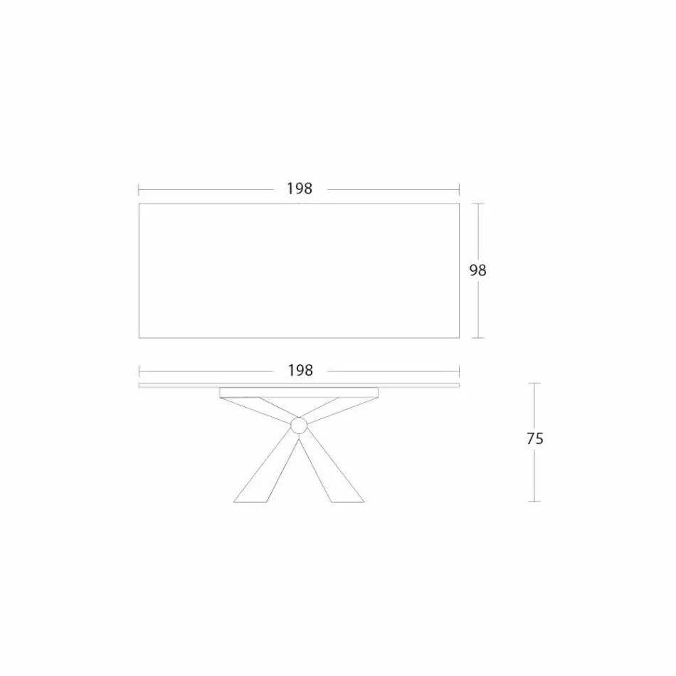 Table à manger en métal et plateau en céramique Made in Italy Design - Anaconda Viadurini