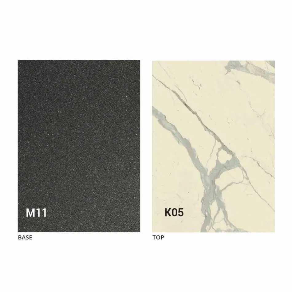 Table à manger en métal et plateau en céramique Made in Italy Design - Anaconda Viadurini