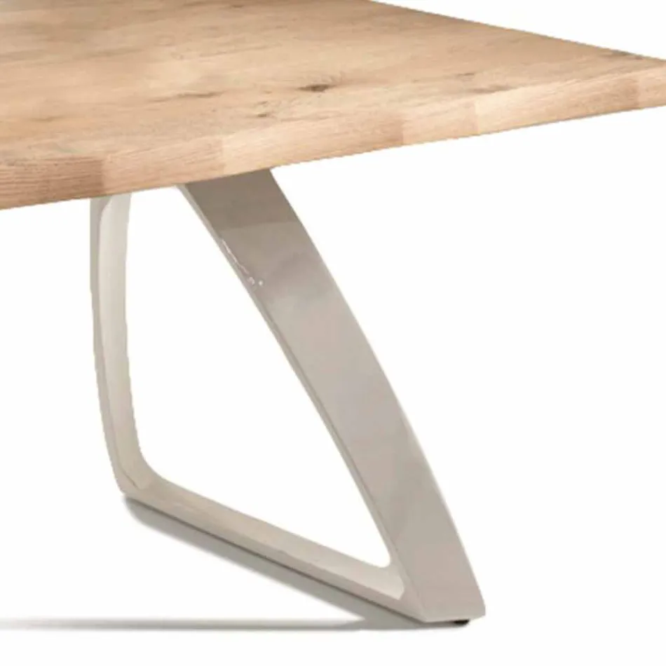 Table à manger en métal et chêne plaqué Made in Italy - Aryssa Viadurini