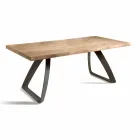 Table à manger en métal et chêne plaqué Made in Italy - Aryssa Viadurini
