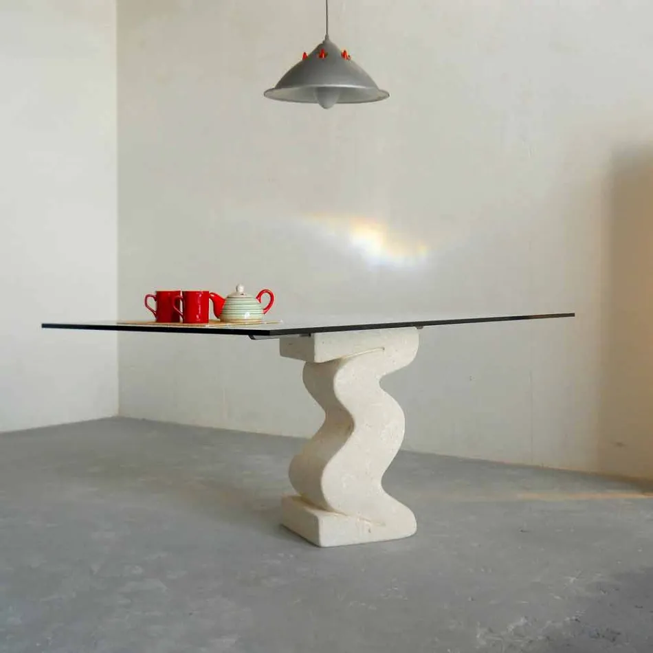 table à manger en pierre et cristal design moderne Anteros Viadurini