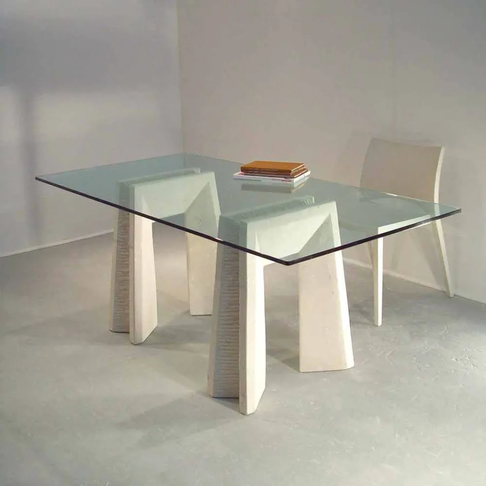 table à manger en pierre et cristal design moderne Arianna Viadurini