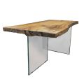 Table à manger en chêne séculaire et base en cristal Made in Italy - Dite