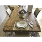 Table à Manger en Chêne Séculaire et Métal Made in Italy - Dite, Pièce Unique Viadurini