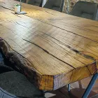 Table à Manger en Chêne Séculaire et Métal Made in Italy - Dite, Pièce Unique Viadurini