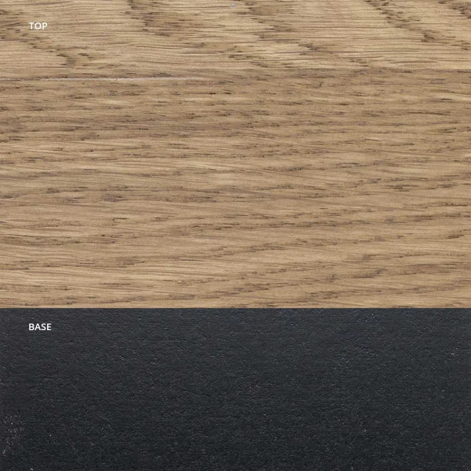 Table à Manger en Chêne Plaqué Masellato et Métal Made in Italy - Riad Viadurini