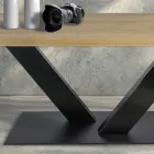 Table à Manger en Chêne Plaqué Masellato et Métal Made in Italy - Riad Viadurini