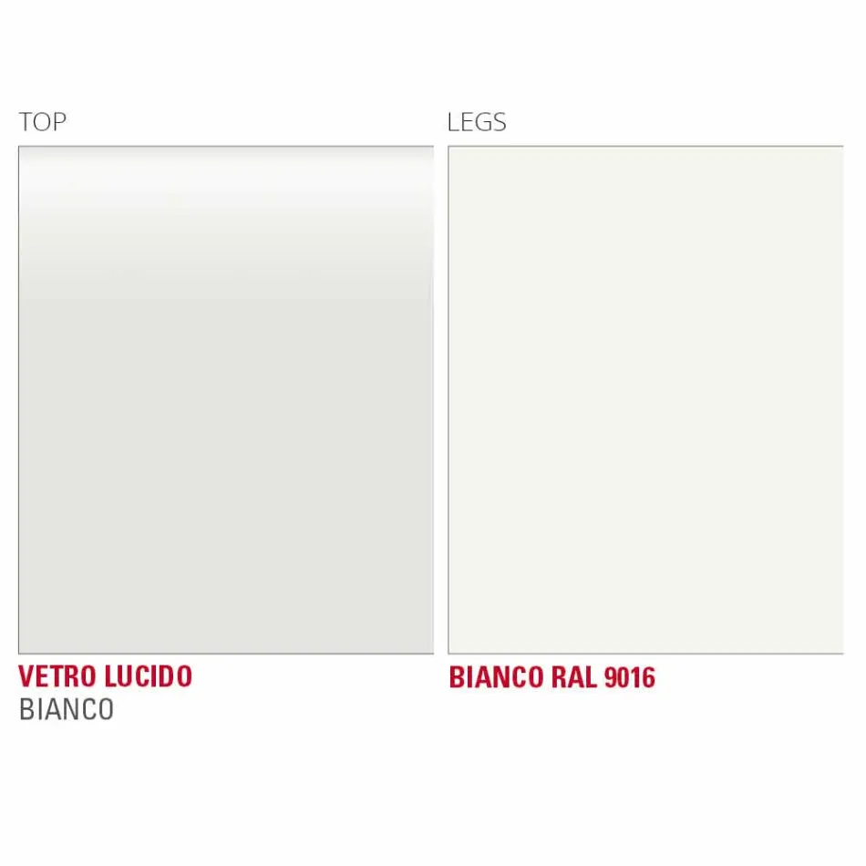 Table à manger en verre blanc et métal peint Made in Italy - Broche Viadurini