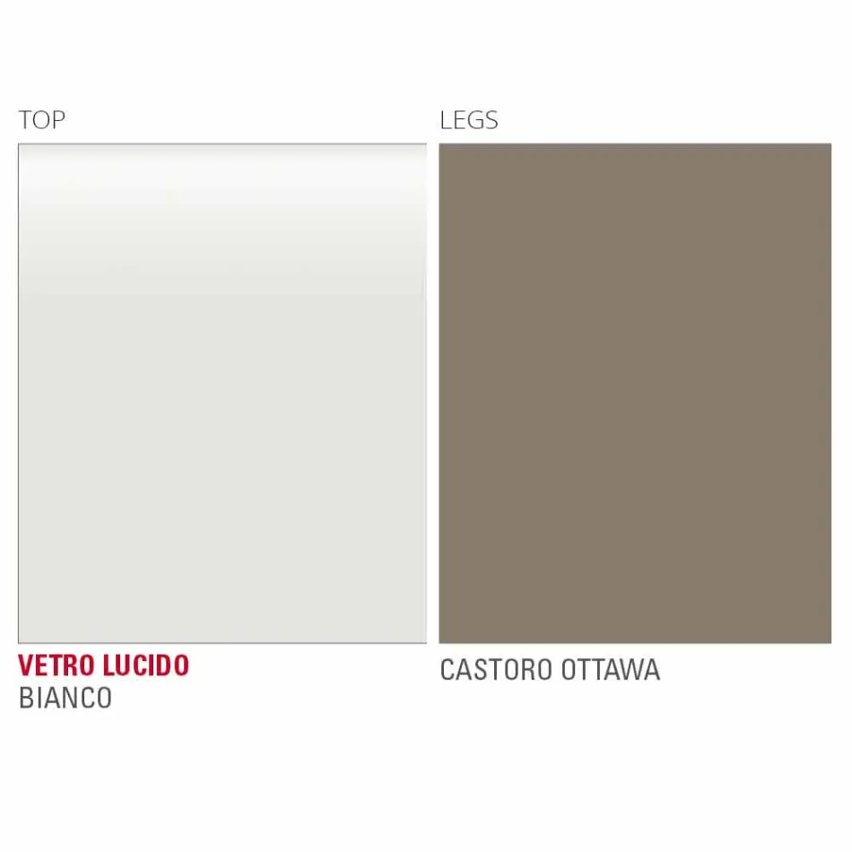 Table à manger en verre blanc et métal peint Made in Italy - Broche Viadurini