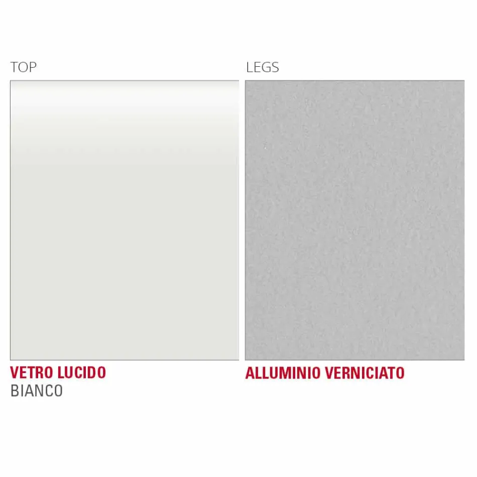 Table à manger en verre blanc et métal peint Made in Italy - Broche Viadurini