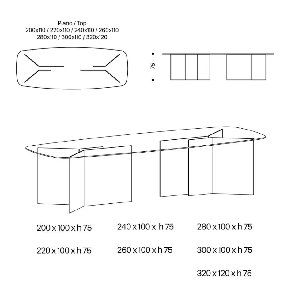 Table à manger en verre avec plateau rectangulaire Made in Italy - Charles Viadurini