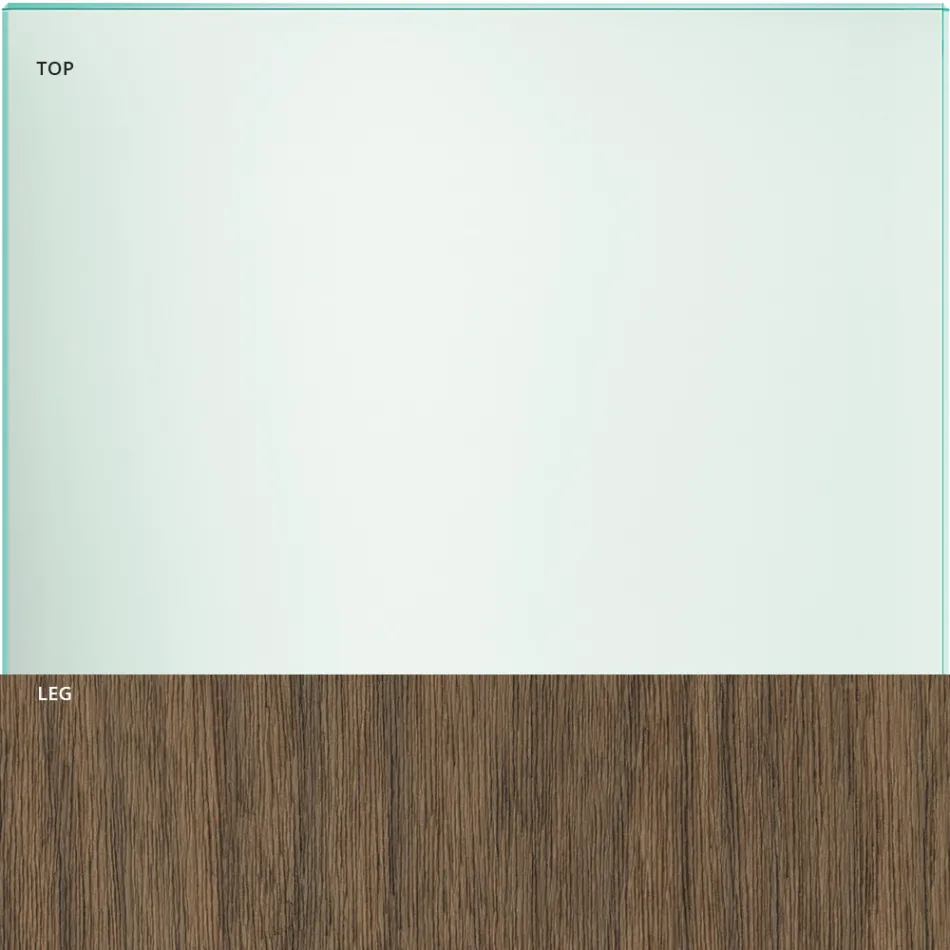 Table à manger en verre et pieds en chêne ou noyer Canaletto - Aschio Viadurini