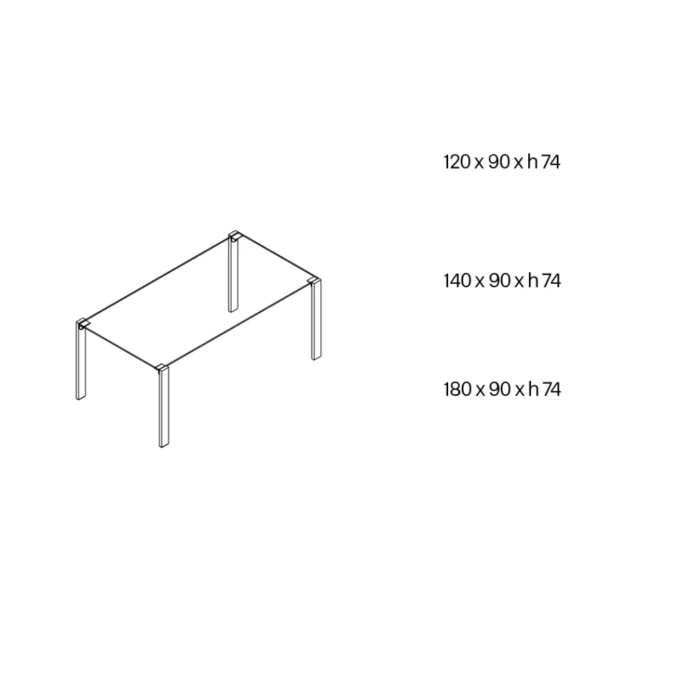 Table à manger en verre et pieds en chêne ou noyer Canaletto - Aschio Viadurini