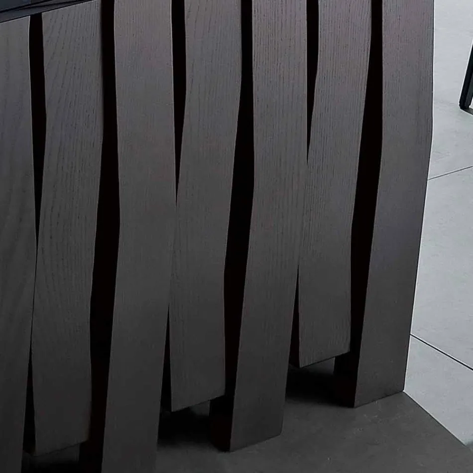 Table à manger en verre et bois massif fabriqué en Italie, Egisto Viadurini