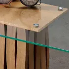 Table à manger en verre et bois massif fabriqué en Italie, Egisto Viadurini