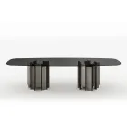 Table de salle à manger moderne en verre et métal fabriquée en Italie - Duna Viadurini