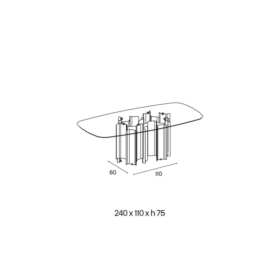 Table de salle à manger moderne en verre et métal fabriquée en Italie - Duna Viadurini