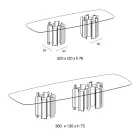 Table de salle à manger moderne en verre et métal fabriquée en Italie - Duna Viadurini