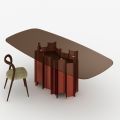 Table de salle à manger moderne en verre et métal fabriquée en Italie - Duna