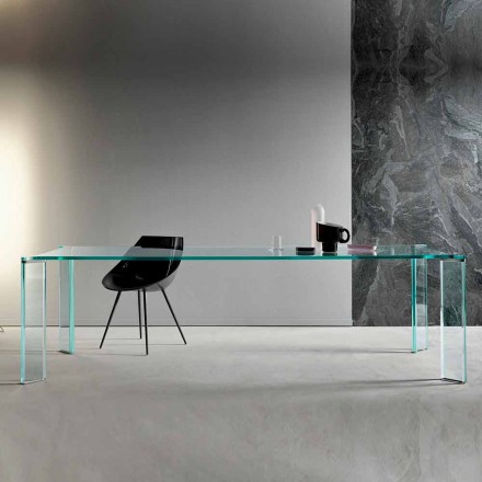 Table à manger en verre extra-clair Luxury Design 4 Dimensions - Kuduro Viadurini