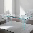 Table à manger design en verre extraclair 8 dimensions - Pollinare Viadurini