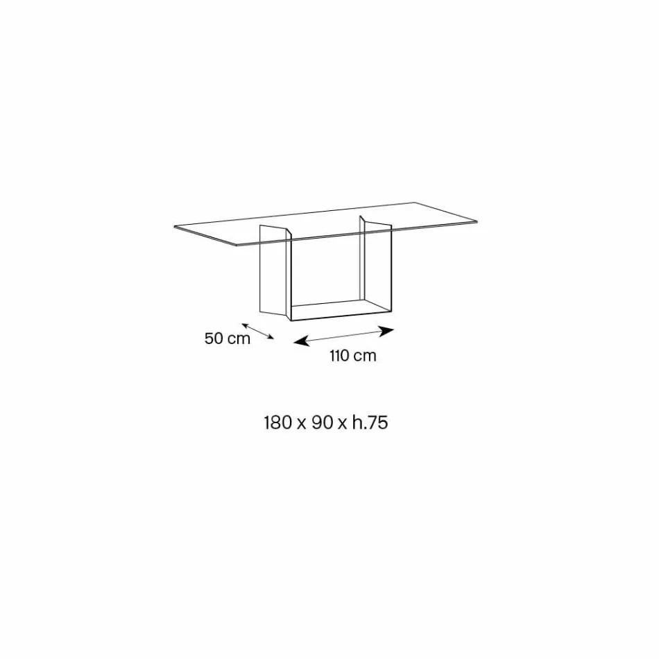 Table à manger en verre fumé ou extralight et métal fabriqué en Italie - brun foncé Viadurini
