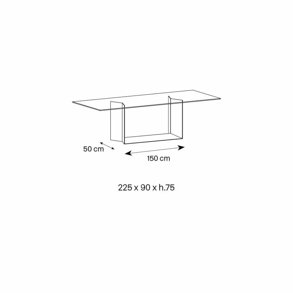 Table à manger en verre fumé ou extralight et métal fabriqué en Italie - brun foncé Viadurini