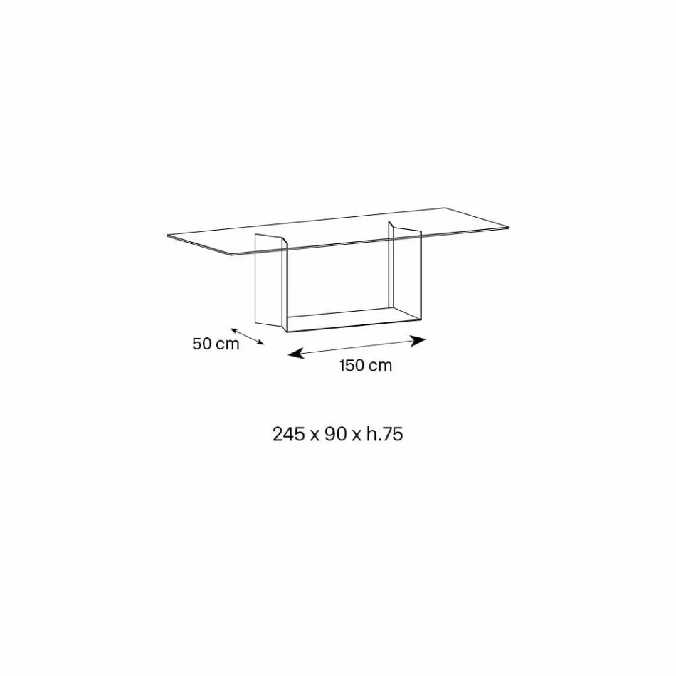 Table à manger en verre fumé ou extralight et métal fabriqué en Italie - brun foncé Viadurini
