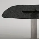 Table de salle à manger design fabriquée en Italie, en verre fusionné bronze ou fumé - Moro Viadurini