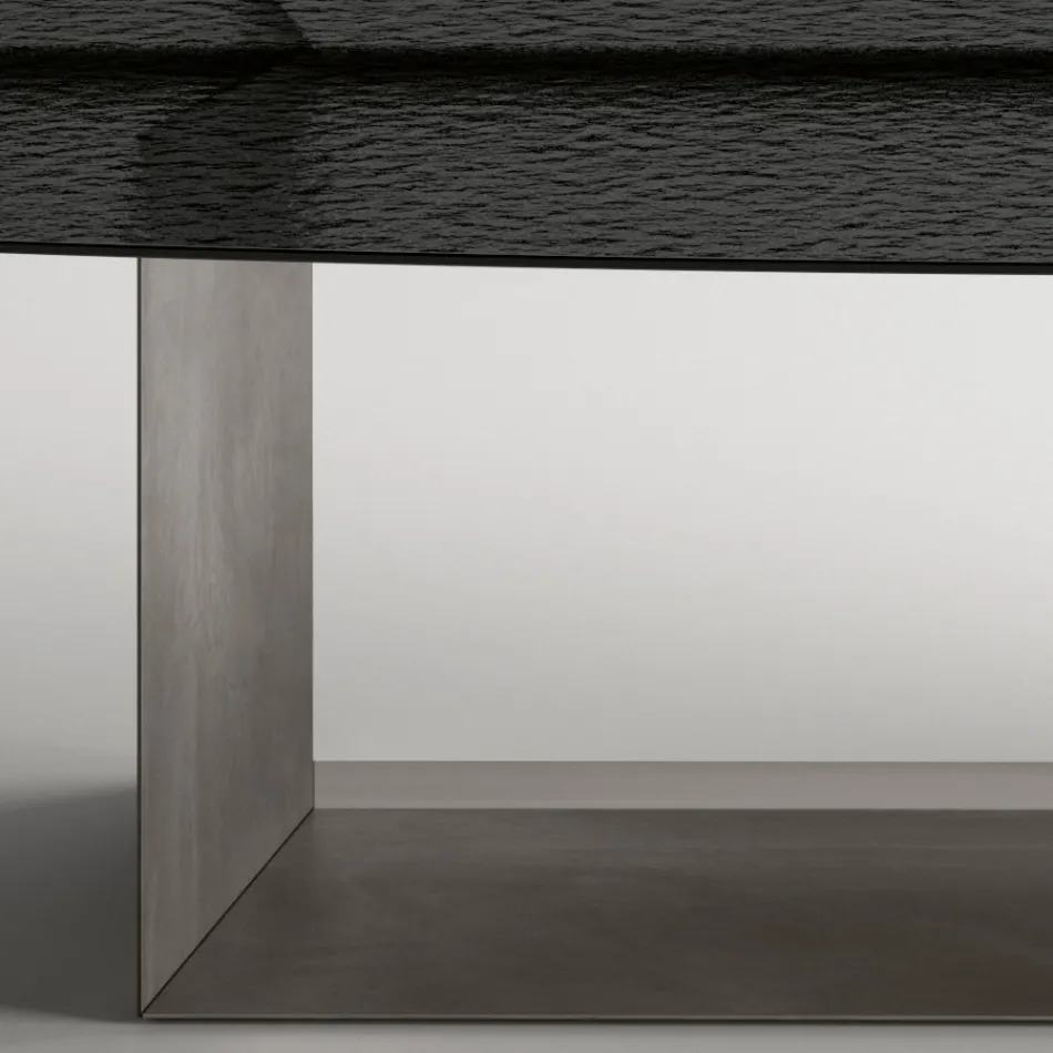 Table de salle à manger design fabriquée en Italie, en verre fusionné bronze ou fumé - Moro Viadurini