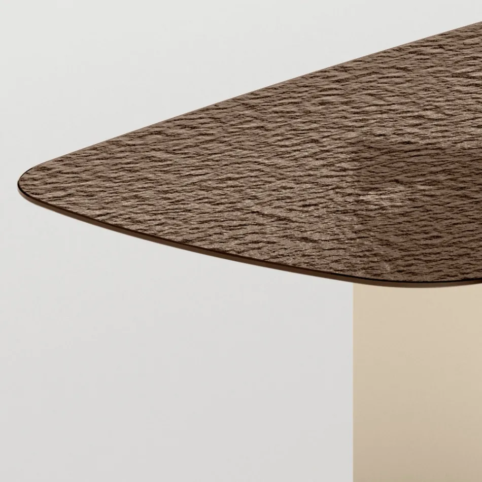 Table de salle à manger design fabriquée en Italie, en verre fusionné bronze ou fumé - Moro Viadurini