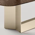 Table de salle à manger design fabriquée en Italie, en verre fusionné bronze ou fumé - Moro Viadurini