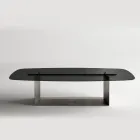 Table de salle à manger design fabriquée en Italie, en verre fusionné bronze ou fumé - Moro Viadurini