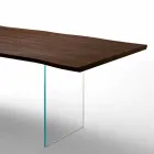 Table à manger moderne bois 100x200cm avec pieds en verre Flora Viadurini