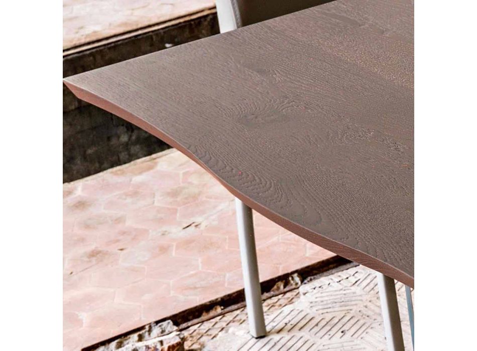 Table à manger moderne bois 100x200cm avec pieds en verre Flora Viadurini