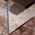 Table à manger moderne bois 100x200cm avec pieds en verre Flora Viadurini