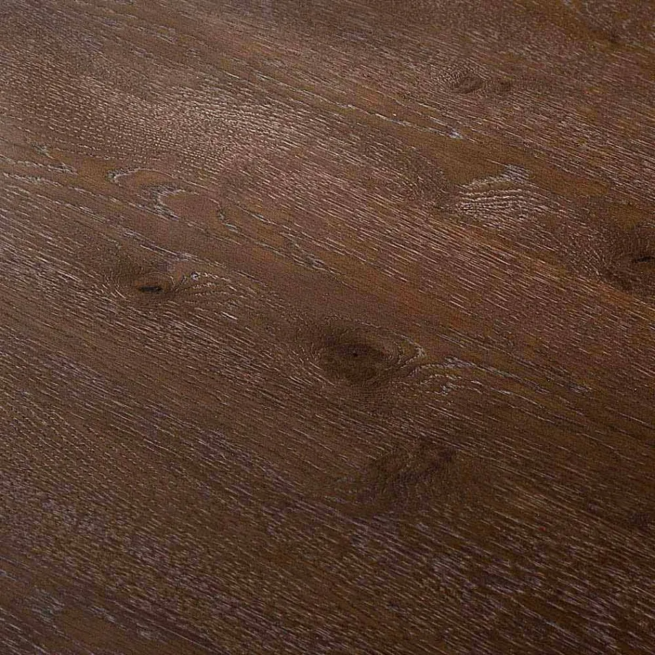 Table à manger moderne bois 100x200cm avec pieds en verre Flora Viadurini